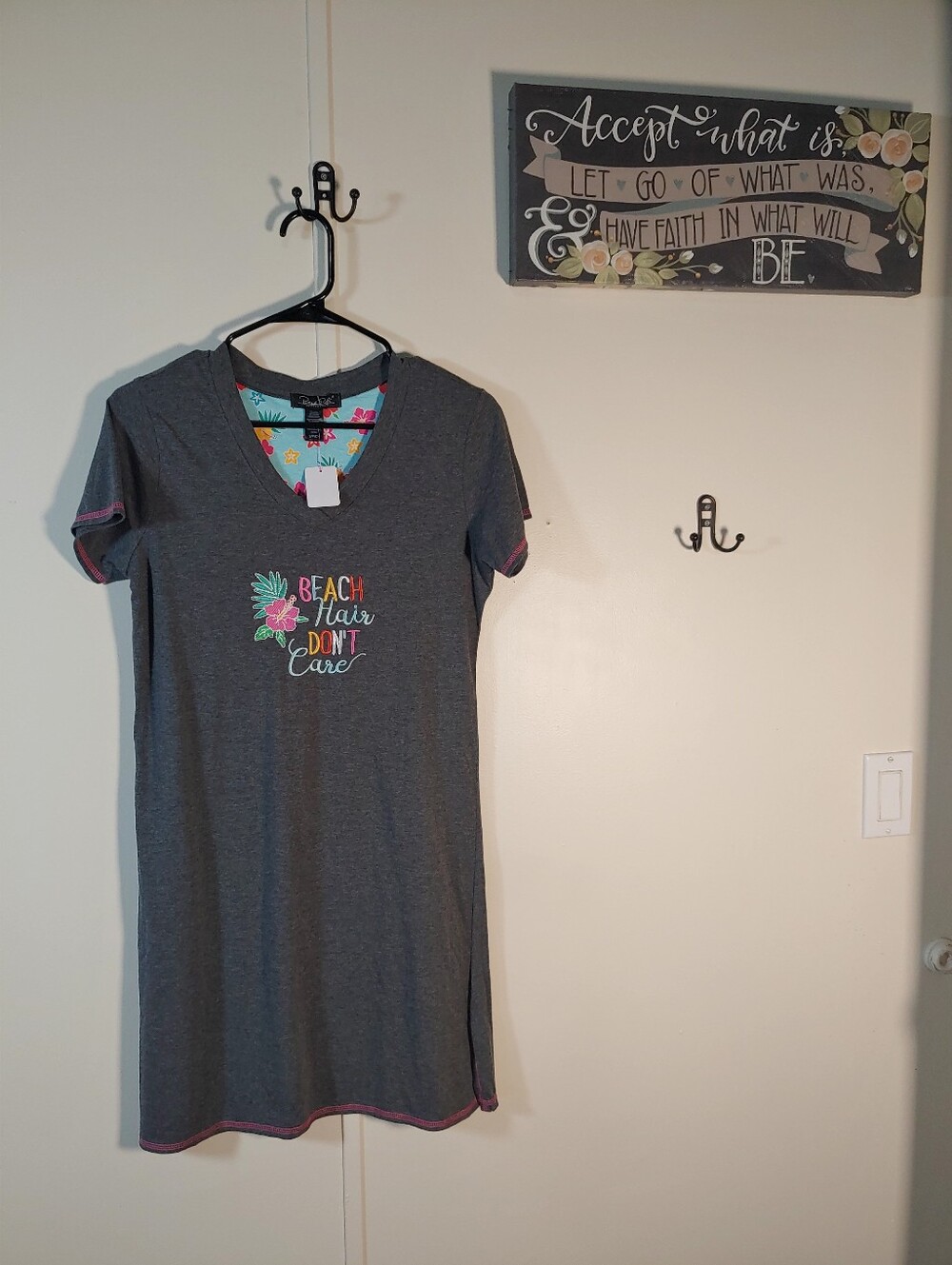 Rene Rofe Cute Small Grey Beach Hair Don't Care Nightshirt
